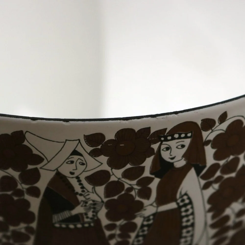 Vintage Arabia Finel Kaj Franck 'Ritari' Medieval Troubadour Enamel Bowl Finland